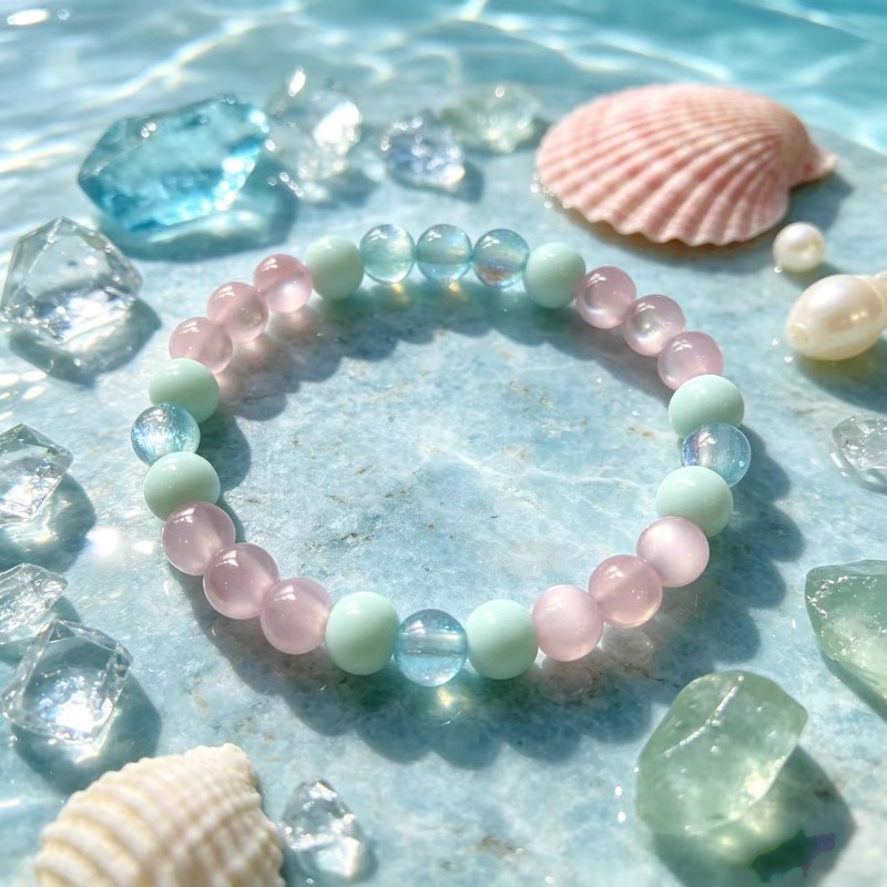 Clear Blue and White Bracelet